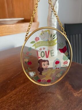 Disney Belle 'Believe in Love' Gold-Trimmed Colorful Glass Ornament Sun catcher